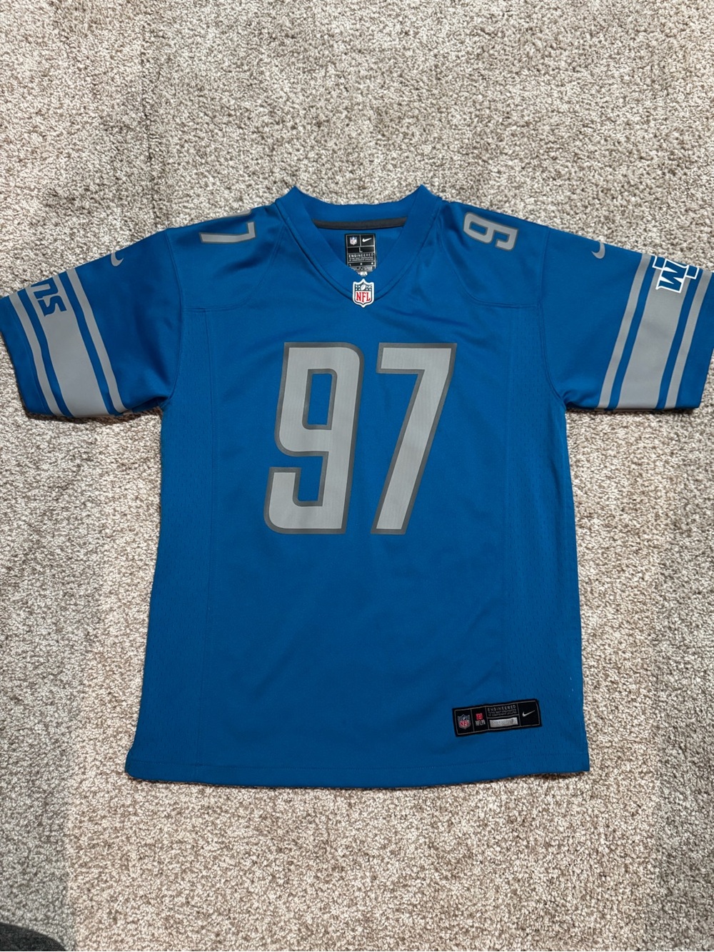 Official NFL Youth Aiden Hutchinson Detroit Lions Jersey with NFL Shield
